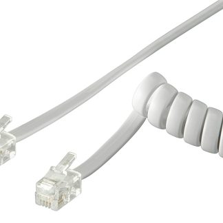 GOOBAY καλώδιο τηλεφώνου 50246, spiral, RJ10 4P4C, CCA, 2m, λευκό