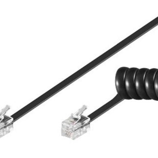 GOOBAY καλώδιο τηλεφώνου 50270, spiral, RJ10 4P4C, CCA, 2m, μαύρο
