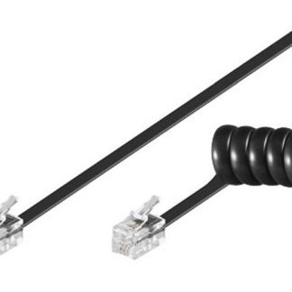 GOOBAY καλώδιο τηλεφώνου 68002, spiral, RJ10 4P4C, CCA, 4m, μαύρο