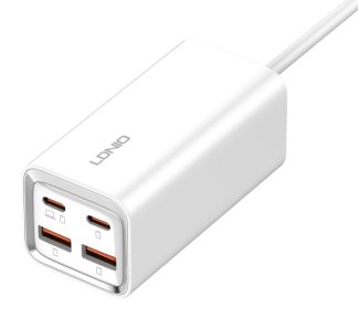 LDNIO σταθμός φόρτισης A4610C, 2x USB-C & 2x USB, 65W, PD/QC, λευκός