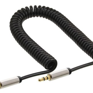 POWERTECH καλώδιο ήχου 3.5mm CAB-J058, spiral, gold plated, 1.8m, μαύρο