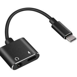 POWERTECH αντάπτορας USB-C σε USB-C & 3.5mm θηλυκό CAB-UC031, μαύρος