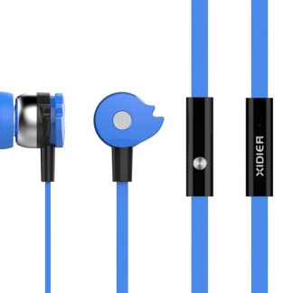 CELEBRAT earphones με μικρόφωνο D1, 3.5mm, Φ10mm, 1.2m flat, μπλε