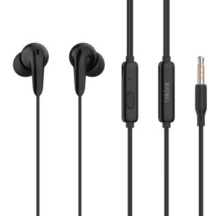 CELEBRAT earphones με μικρόφωνο G26, 3.5mm σύνδεση, Φ10mm, 1.2m, μαύρα