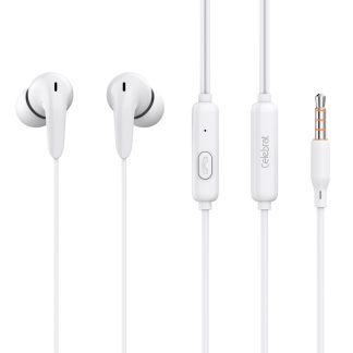 CELEBRAT earphones με μικρόφωνο G26, 3.5mm σύνδεση, Φ10mm, 1.2m, λευκά