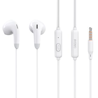 CELEBRAT earphones με μικρόφωνο G27, 3.5mm σύνδεση, Φ14mm, 1.2m, λευκά