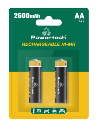 POWERTECH επαναφορτιζόμενες μπαταρίες NI-MH PT-1404, AA, 2600mah, 1.2V, 2τμχ