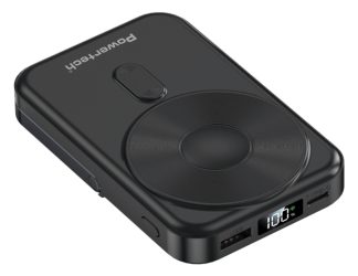 POWERTECH power bank με οθόνη PT-1416, 10000mah, magnetic wireless, 22.5W, μαύρο