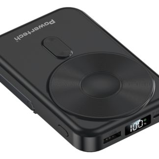POWERTECH power bank με οθόνη PT-1416, 10000mah, magnetic wireless, 22.5W, μαύρο